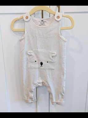 H&M Neutral Baby Romper with Bear Pocket